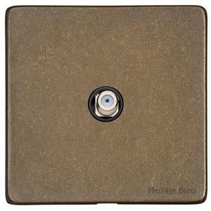 Heritage Brass Vintage Range Rustic Brass, XRB - 1 Gang Satellite Socket