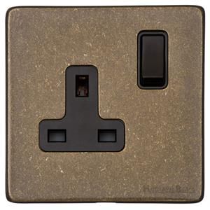Heritage Brass Vintage Range Rustic Brass, XRB - Single Socket (13 Amp)