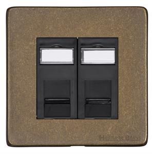 Heritage Brass Vintage Range Rustic Brass, XRB - 2 Gang RJ45