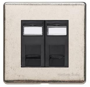 Heritage Brass Vintage Range Rustic Nickel, XRN - 2 Gang RJ45