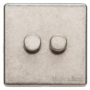 Heritage Brass Vintage Range Rustic Nickel, XRN - 2 Gang Dimmer 400 watts (Compatible with halogen/ incandescent bulbs)