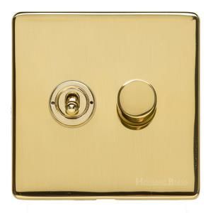 Heritage Brass Vintage Range Unlacquered Polished Brass, XUL - 2G Mixed Toggle Dimmer Switch 1xToggle 1xTED