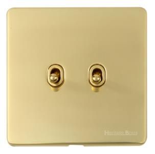 Heritage Brass Vintage Range Unlacquered Polished Brass, XUL - 2 Gang Stockholm Toggle