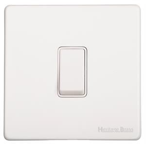 Heritage Brass Vintage Range Matt White, XWH - 1 Gang Rocker Switch