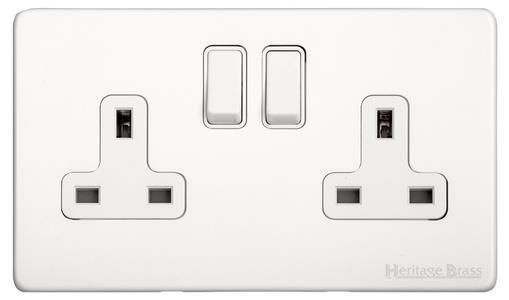 Heritage Brass Vintage Range Matt White, XWH - Double Socket (13 Amp)