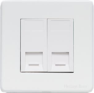 Heritage Brass Vintage Range Matt White, XWH - 2 Gang RJ45