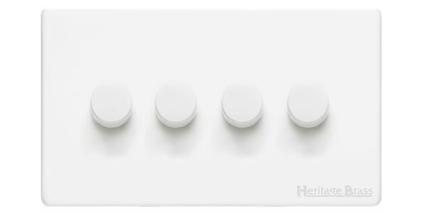 Heritage Brass Vintage Range Matt White, XWH - 4 Gang Dimmer 400 watts(Compatible with halogen/ incandescent bulbs)