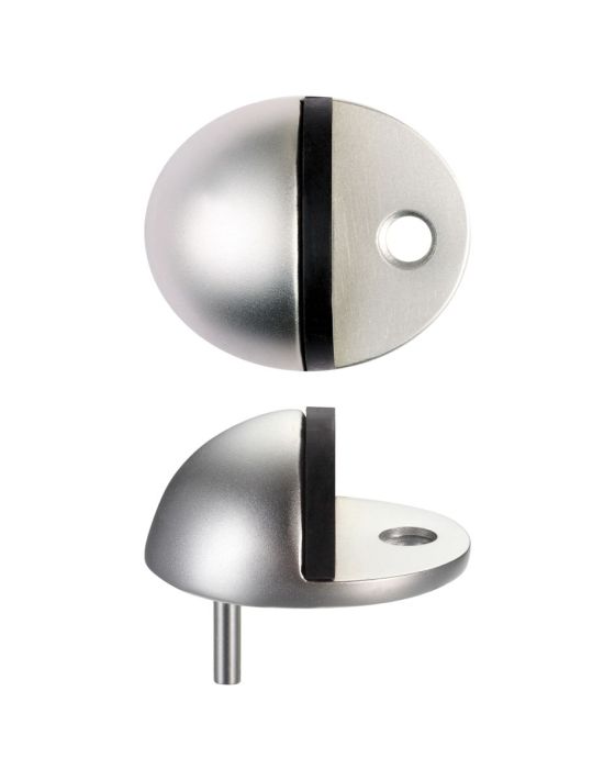 Zoo Hardware - Budget Oval Floor Mounted Door Stop - Satin Aluminium