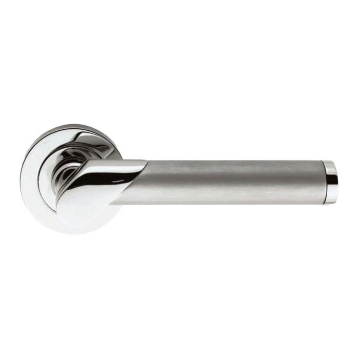 Carlisle Brass - Serozzetta Irwin Door Handle on Rose - Polished/Satin Chrome Dual Finish - Pair